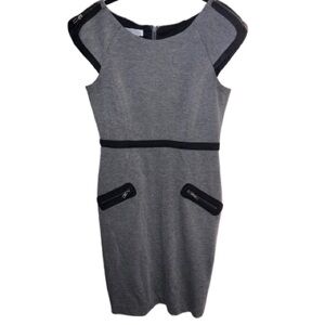 London Times Gray Black Casual Dress Size 10